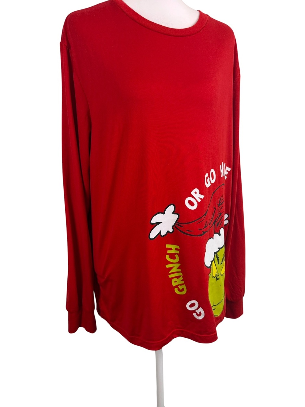 The Grinch Dr. Seuss Red Christmas Graphic Long Sleeve Shirt Size M - Picture 2 of 12
